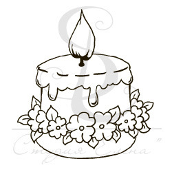 ФП штамп &quot;Торт со свечой и цветами&quot; мал